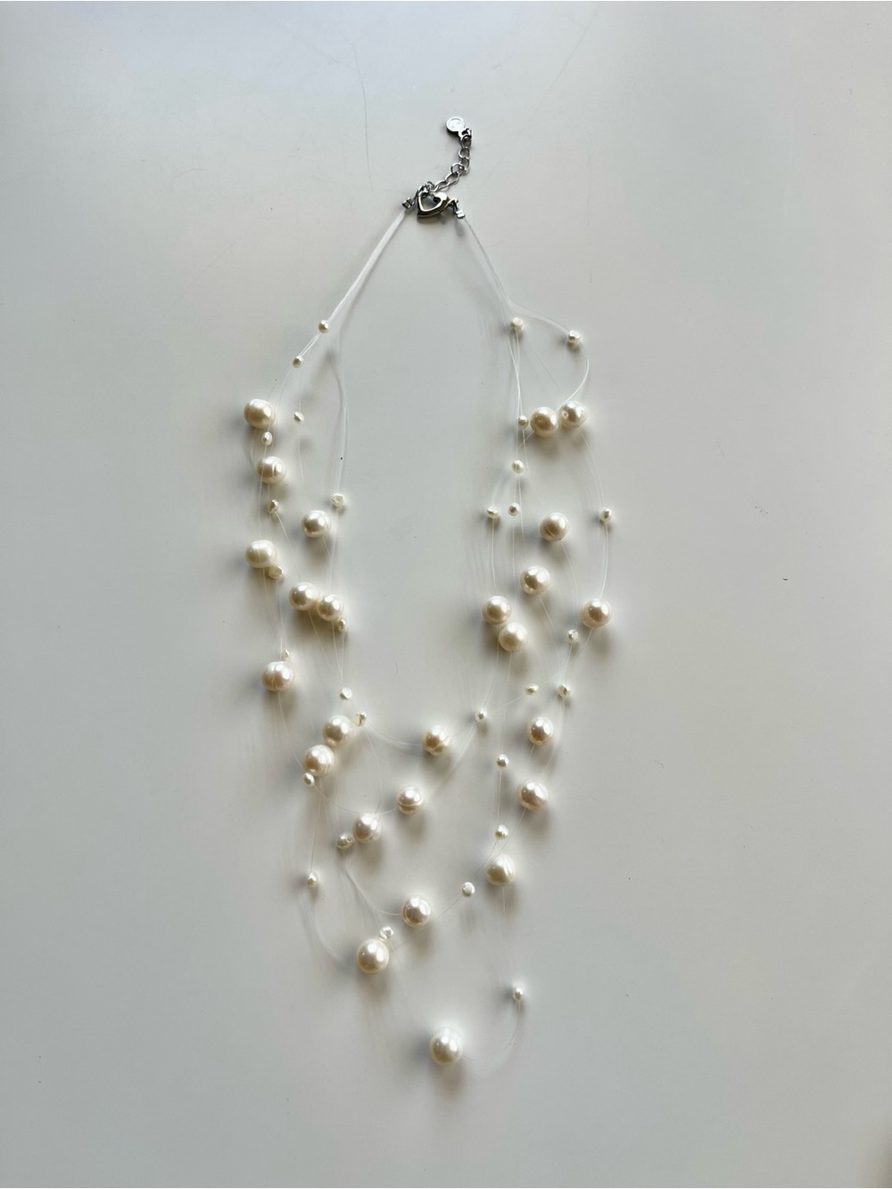 Elegant Multi-Strand Floating Pearl 18” Necklace